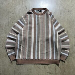 Tosani Sweater Mens XL Brown Striped Knit Crewneck Pullover Casual Canada